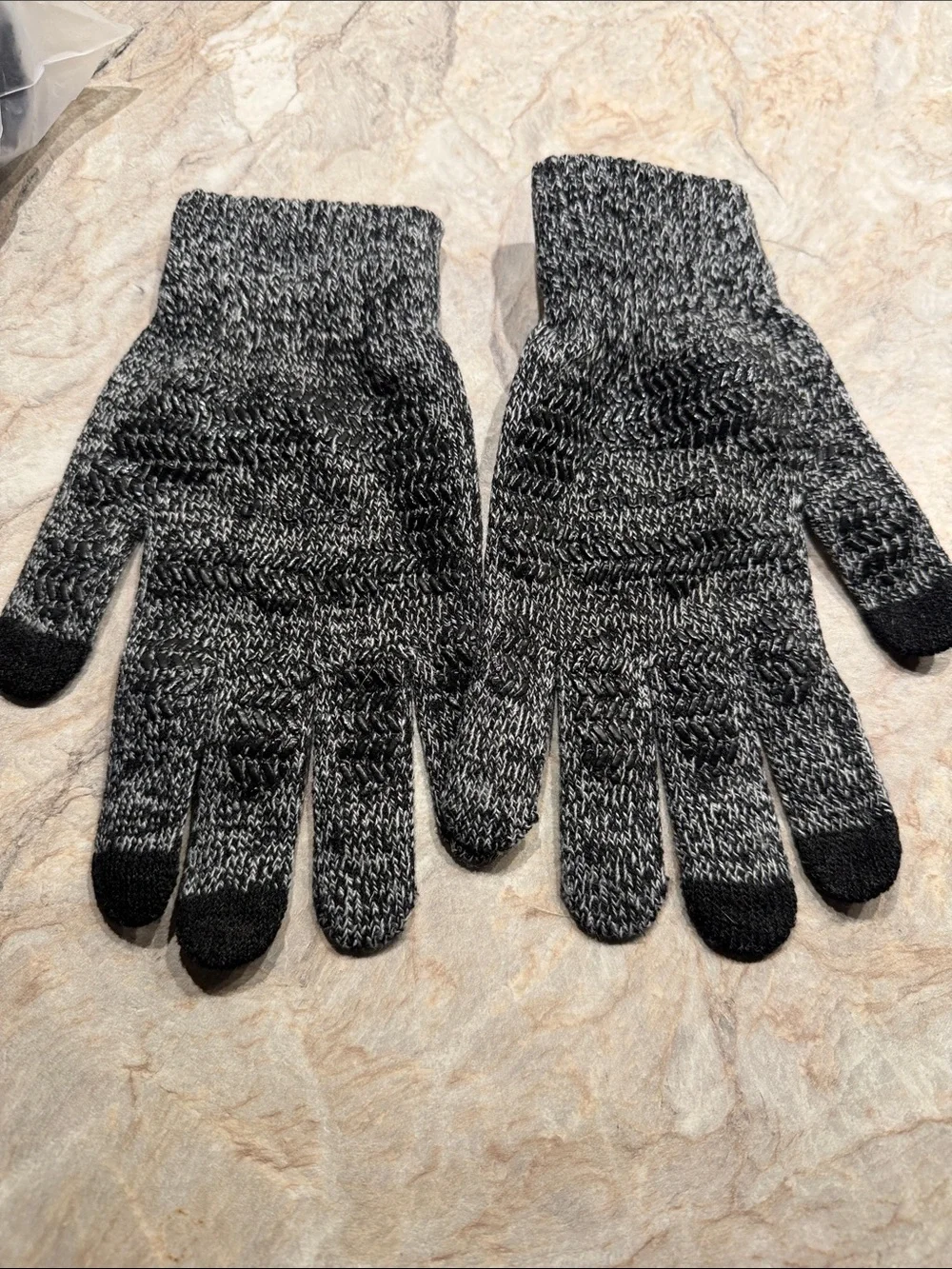 Women's Gray Knit Beanie, Neck Warmer & Gloves Set - Faux-Fur Trim